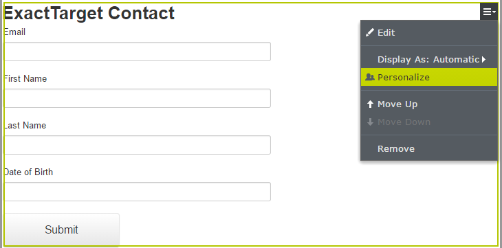 Images: Personalize ExactTarget form