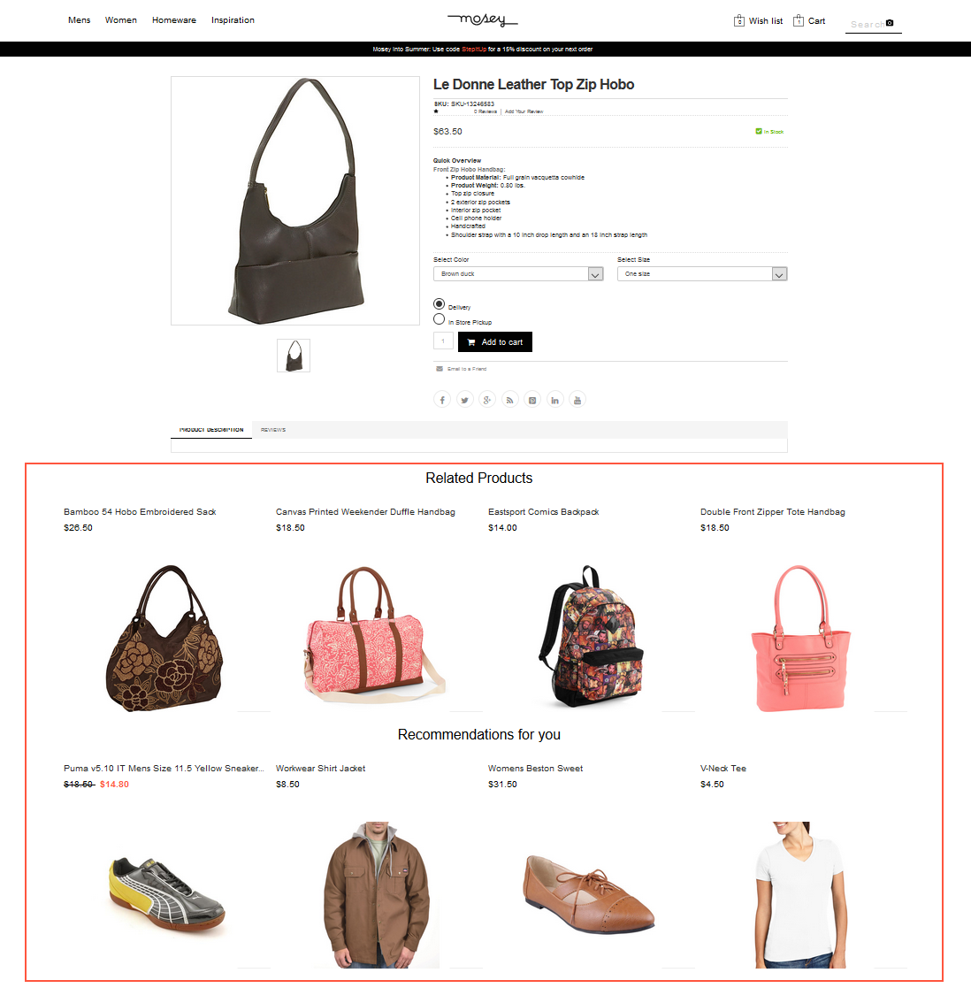 Bild: Product Recommendations auf einer Shop-Seite