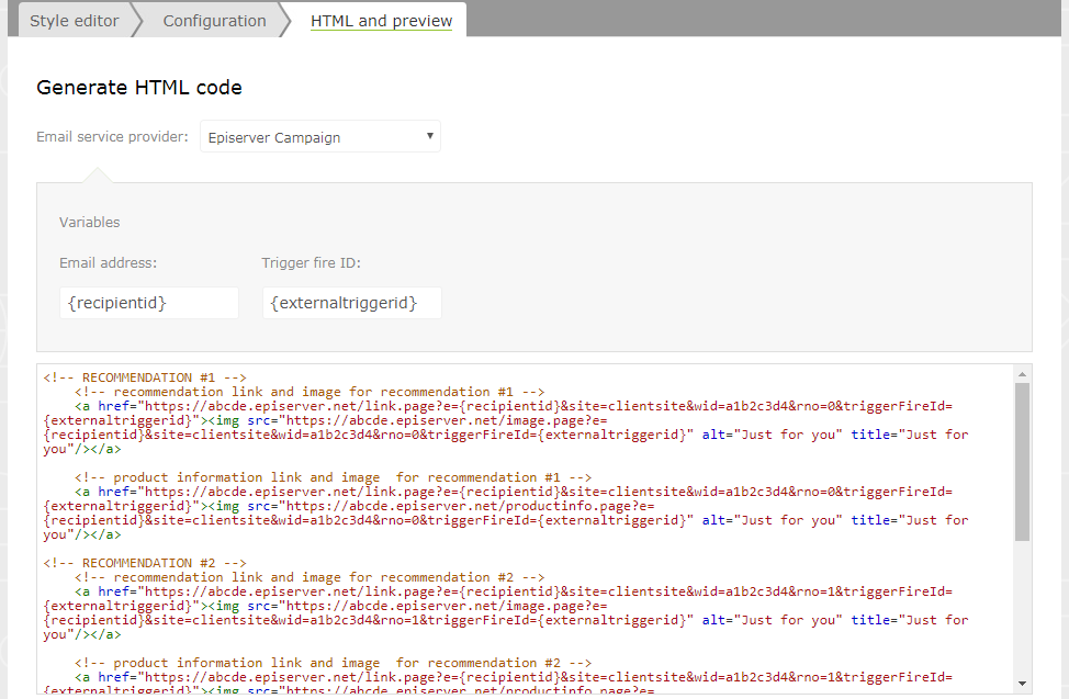 Bild: Beispiel für generierten HTML-Code