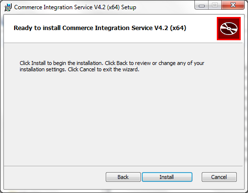 Commerce Integration Service Ready to Install window