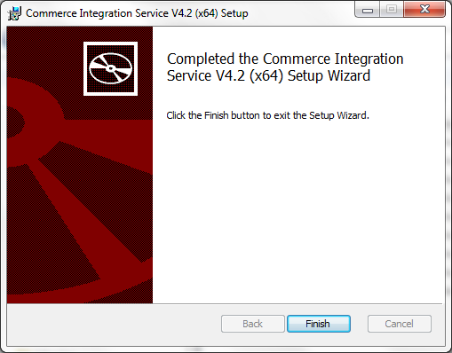 Commerce Integration Services installation complete window